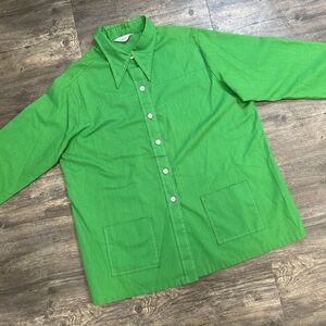 Vintage Sears Fashion Long‎ Sleeve Shirt Green NO SIZE TAG (62)